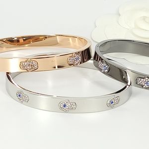 NEW Hamsa Pave CZ Stainless Steel Bangle Bracelet